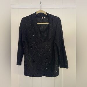 Sequined Black Cowl Neck sweater